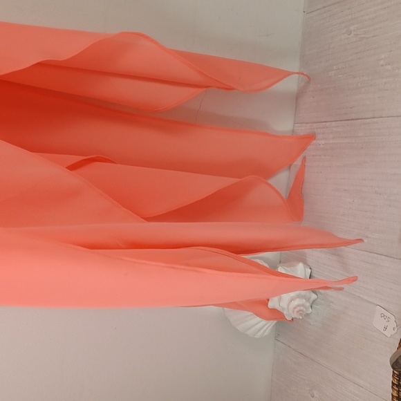 MICHAEL KORS Peachy Coral Chiffon-Like Sleeveless Feathery Flowy Hem Dress - Picture 2 of 10